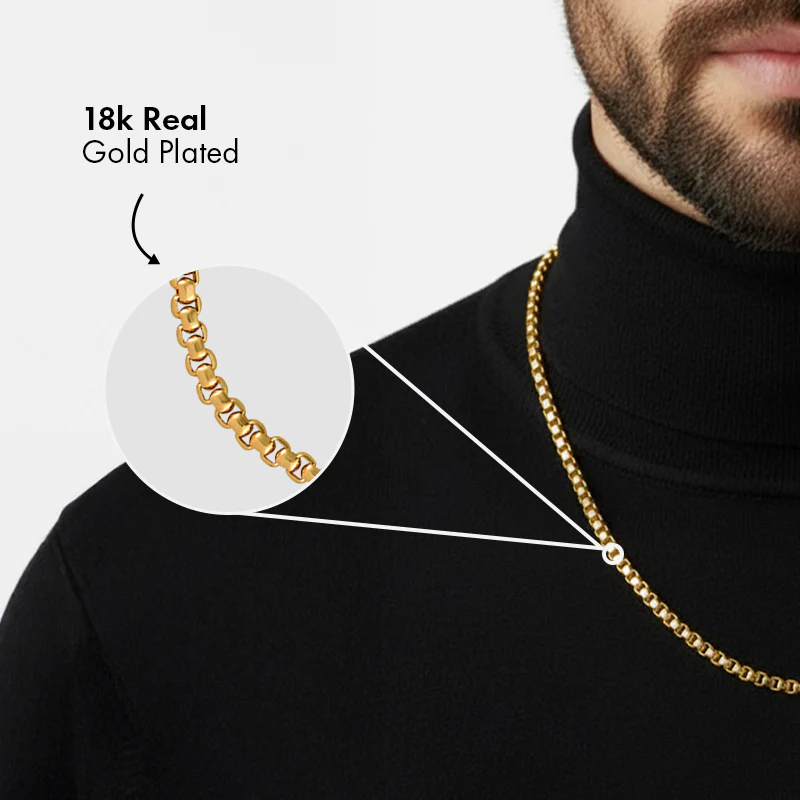 Men’s Box Chain | 18K Solid Gold-Plated - Image 3